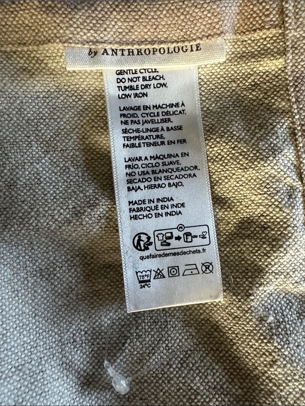 Anthropologie Judarn Cotton Linen Sepia Café Curtains Set of 2 NEW 25”x36”